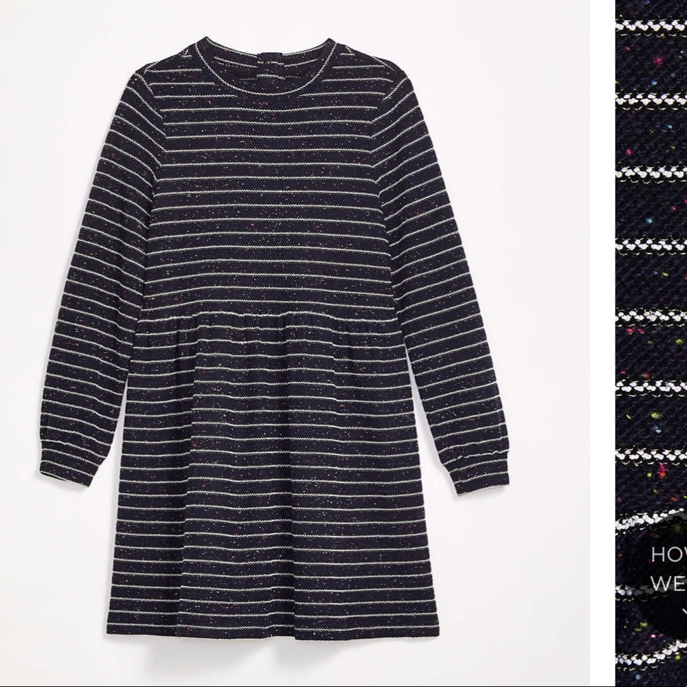 Loft stripped button back swing dress. NWT. Size S
